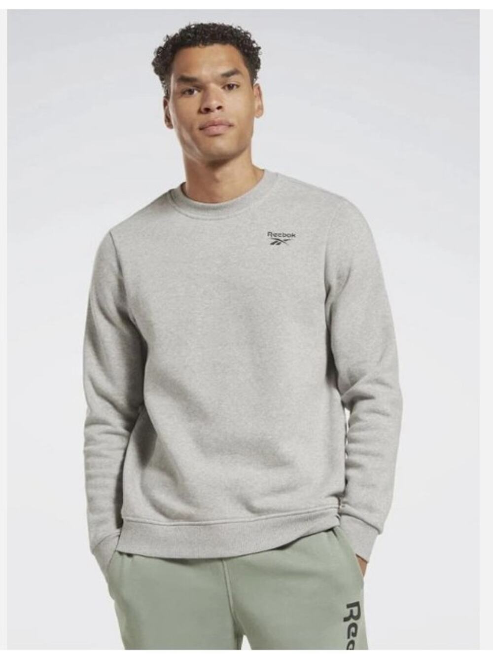 Reebok Men's Identity Vector Regular-Fit Logo-Print Fleece Sweatshirt, Grey, M